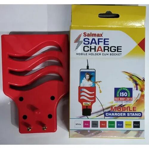 Plastic Mobile Holder Cum Socket, Color : Red,  White, Pink, Gray, Green, Blue, Yellow, Black