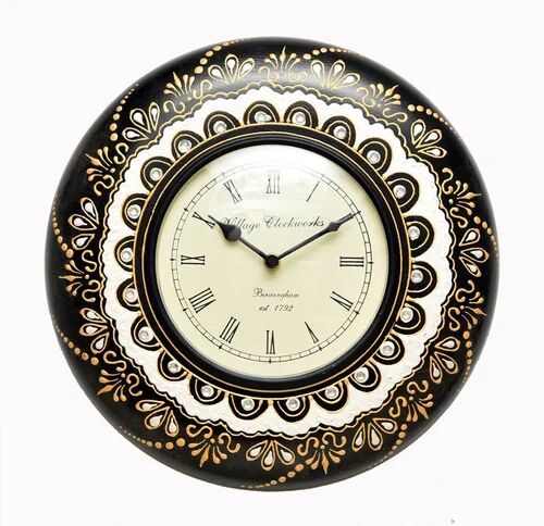 Wooden Wall Clocks, Color : Black white color