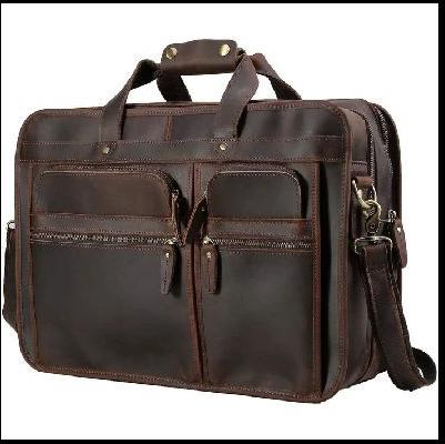 18" Full Grain Vintage Leather Travel Laptop Briefcase