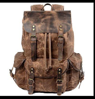 Waxed Canvas Leather Backpack