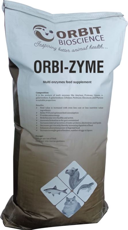 Light Yellow orbi zyme poultry feed additives, for Animal Food, Packaging Type : Bags