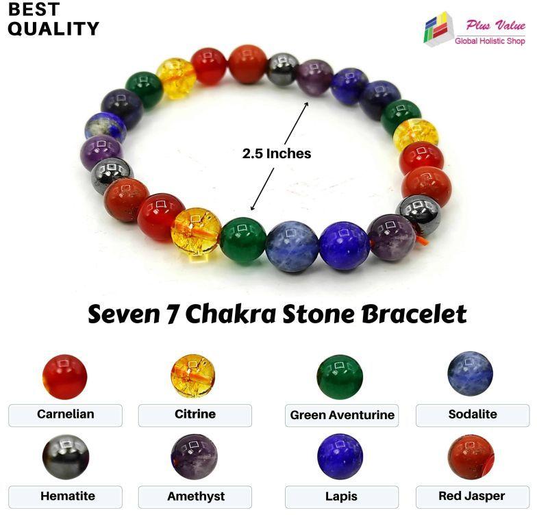 Marka Jewelry Polished Seven Chakra Gemstone Bracelet for Healing, Fashion