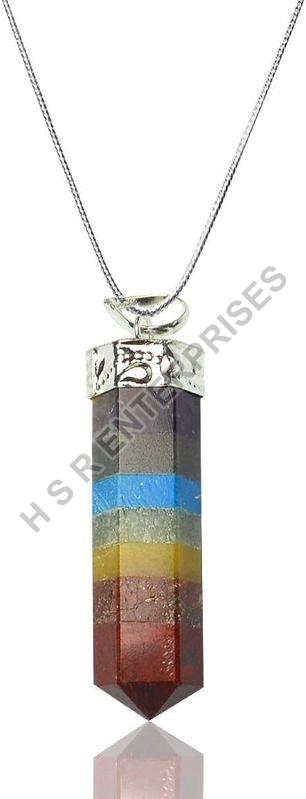 Multicoloured 7 Chakra Flat Pendant, for Worship, Healing Jewelry Gemstone, Pattern : Plain