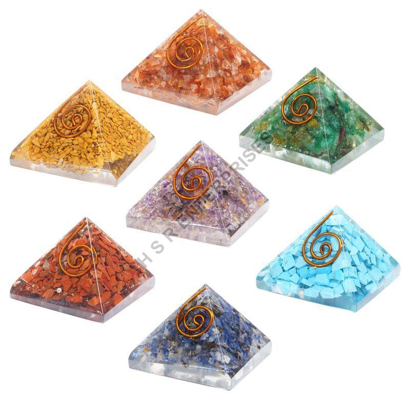7 Chakra Pyramid Set, for Healing, Peace, Serenity, Size : Customised