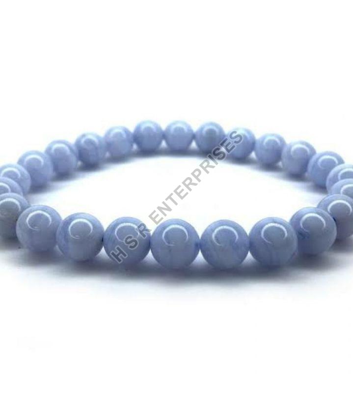 Marka Jewelry Natural Polished Blue Lace Gemstone Bracelet, For Healing, Fashion, Size : 6mm, 8mm, 10mm