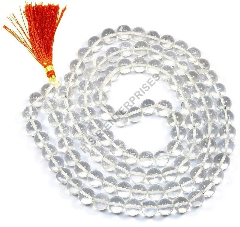 Transparent Round Polished Clear Quartz Japa Mala, for Religious, Feature : Healing, Peace, Serenity