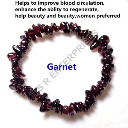 Red Round Garnet Chips Bracelet, for Healing, Serenity, Peace