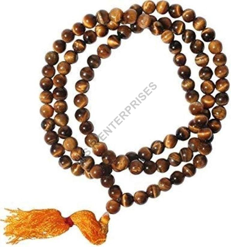 Marka Jewelry Black Round Polished Tiger Eye Japa Mala, for Religious, Feature : Healing, Peace, Serenity