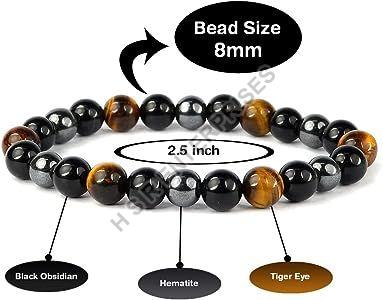 Polished Triple Protection Gemstone Bracelet, for Healing, Peace, Serenity, Size : 6mm, 8mm, 10mm