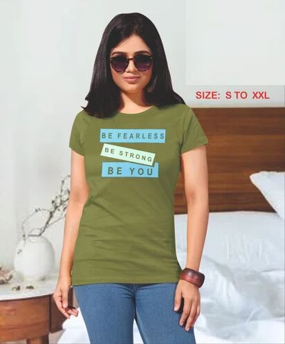 Printed Ladies Cotton T Shirt, Size : All Sizes