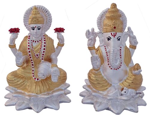Silver Lakshmi Ganesh Statues, Size : 4 Inches