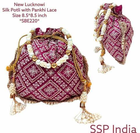 Silk Lucknowi Potli Bags, Capacity : 500gm
