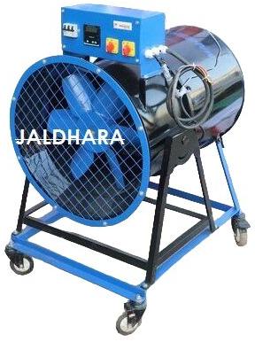Round Shape Portable Hot Air Fan Trolley Type, for Industrial Use, Color : Black