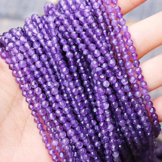 Polish Amethyst Faceted Beads, Color : purple