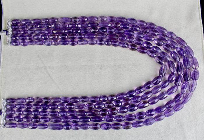 Plain Amethyst Oval Faceted Beads, Color : purple