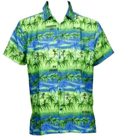 Printed Beach Hawaiian Shirt, Gender : Men