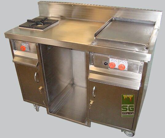 Mobile Single Burner cooking Range with Hot Plate