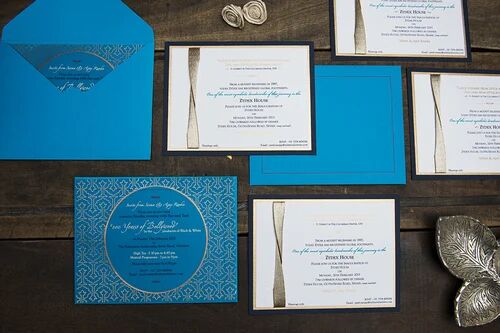 Invitation Cards, Color : Blue White
