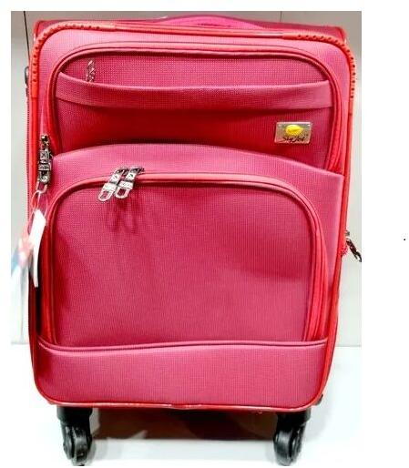 Red Trolley Bag, for Travelling, Pattern : Plain