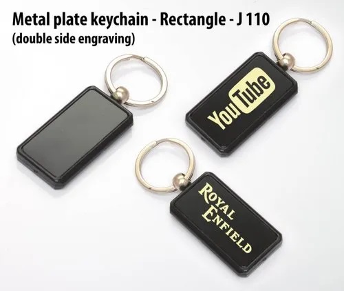Metal Plate Keychain, Color : Black