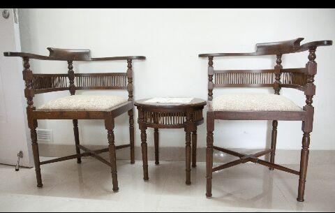 Teakwood Corner Chairs Table