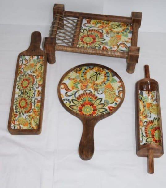 Printed MDF Khatiya Platter Set, for Hotels, Restaurant, Feature : Eco-Friendly, Unmatched Quality Fine Finish