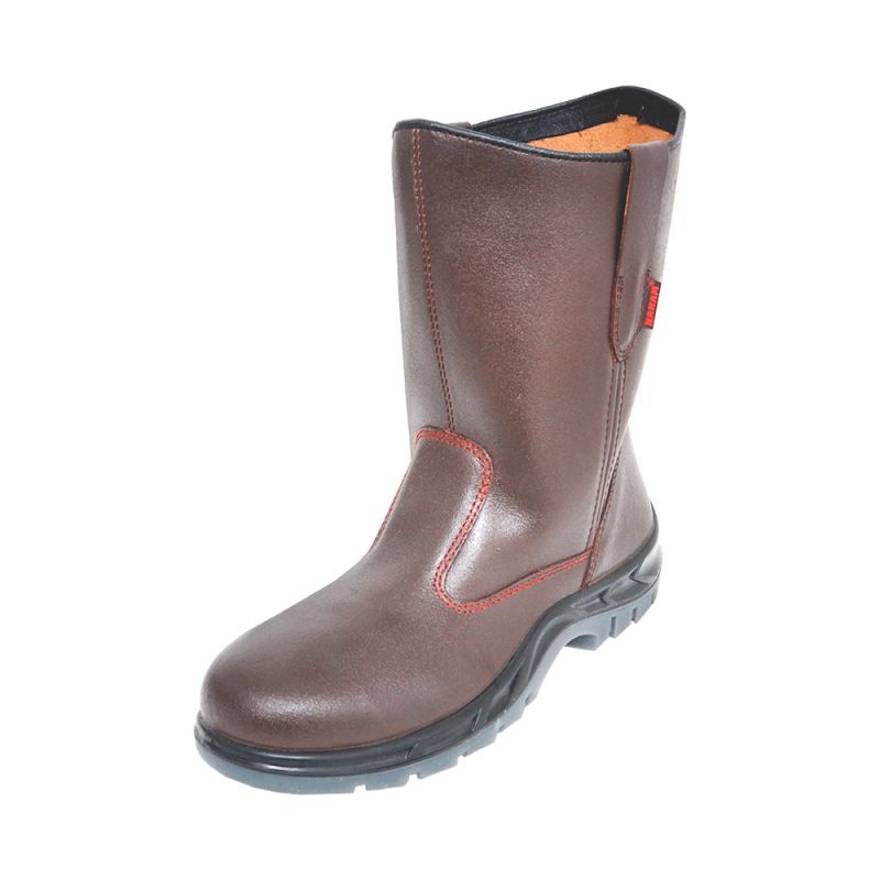 High Ankle Rigger Dark Brown Leather Safety Shoes