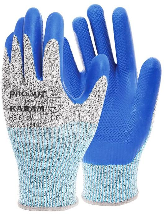 HPPE Liner with Blue Latex Coating Gloves