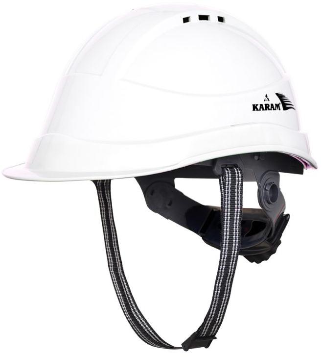 Safety Helmet with Protective Peak with Ratchet Type Adjustment and Ventilators