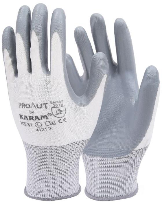 White Liner with Grey Nitrile Coating Gloves