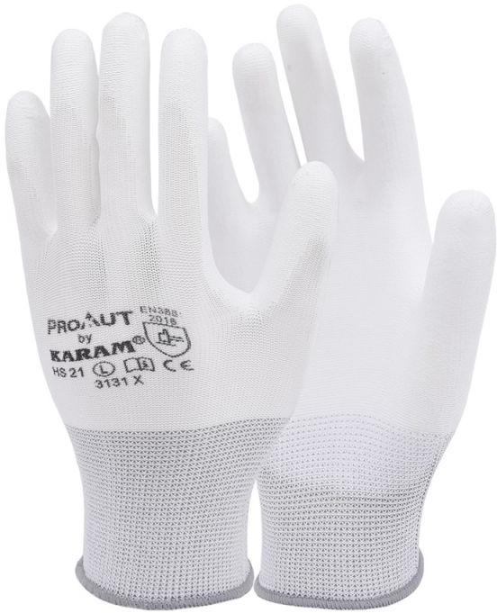 White Liner with White PU Coating Gloves