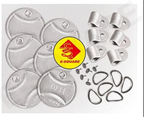 Round Heavy Duty Zinc Plated Aluminum Circular Metal Padlock Tags, Packaging Size : Set of 10
