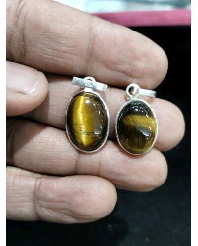 Oval Tiger Eye Stone Pendant, Color : DARK GOLDEN YELLOW