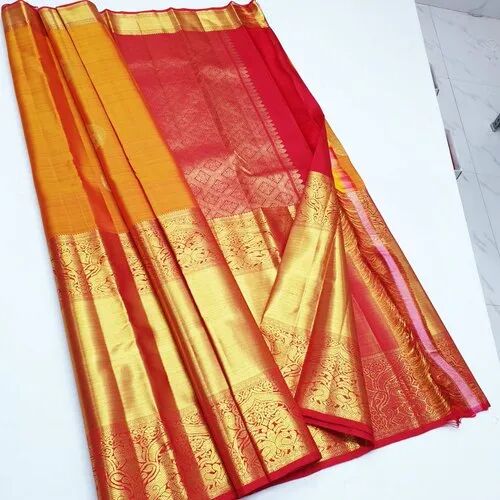 Kanchipuram Pure Silk Sarees, Occasion : Wedding Wear