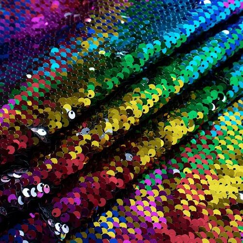 Multi-color Round Holographic Sequin Lace, for Designer dresses