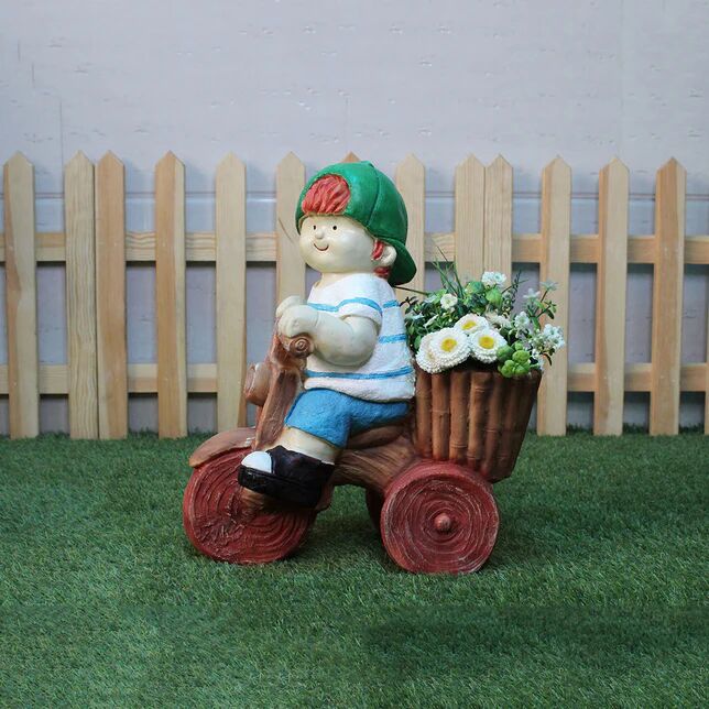 Boy on Cycle Pot Planter