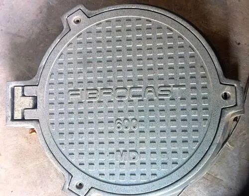 Round Iron FRP Manhole Chamber Cover, Color : Silver