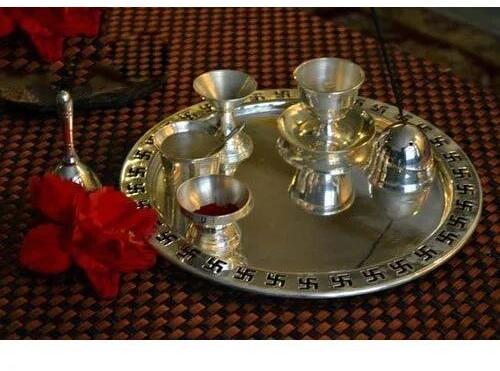 Brass Puja Thali Set, for Home, Hotel