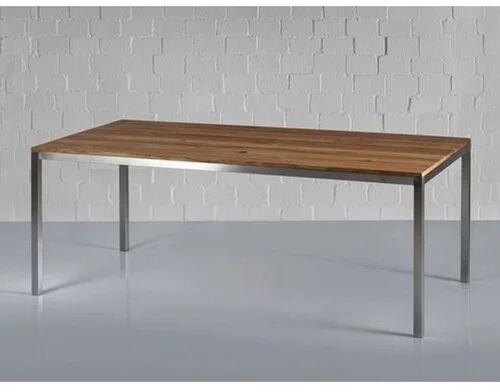 Rectangular Wooden Stainless Steel Table