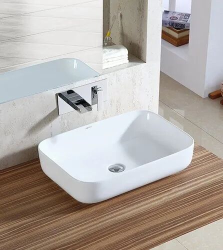 Lucent Ceramic Table Top Wash Basin, for Home, Color : White