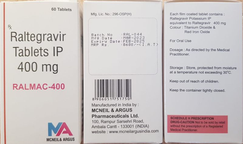 Raltegravir Tablets Ip 400mg