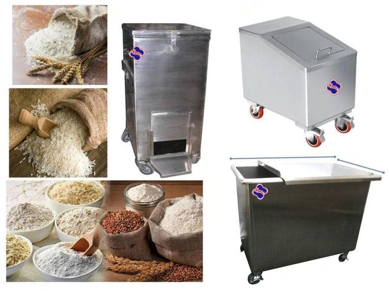 Sliver Stainless Steel Flour Bin, for Commercial Kitchen, Shape : Rectangular