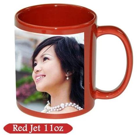 Red Ceramic Sublimation Photo Mug, For Gifting, Pattern : Printed