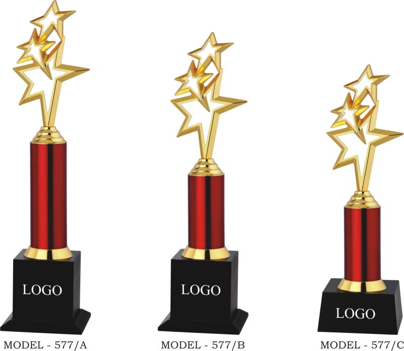 Piru Pooja Metal Shining Stars Trophy, For Awards, Size : Standard