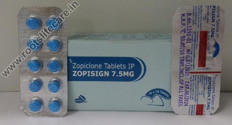 Zopisign 7.5mg tablets, Packaging Size : 10*14 strips per box