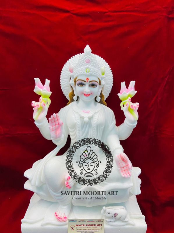 Polished maa laxmi marble statue, for Shiny, Packaging Type : Carton Box, Wooden box. Export packing