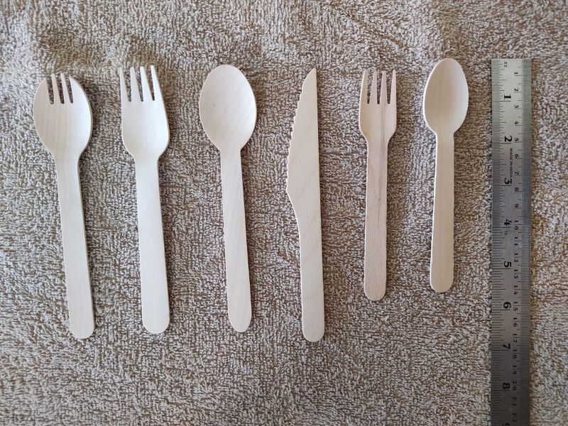 Disposable wooden spoons forks knives, for Home, Event, Party, Restaurant, Certification : Fsaai