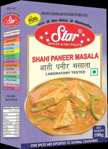 Star Shahi Paneer Masala, Packaging Size : 100 gr 500g