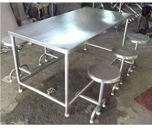 Stainless Steel SS Canteen Table, for Restaurant, Hotel, Seating Capacity : 6 Seater