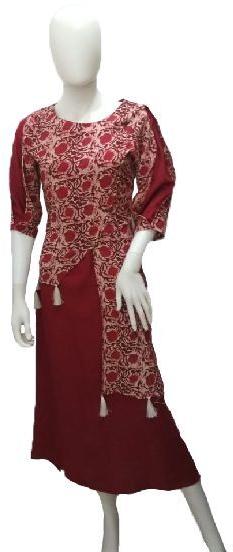 3/4th Sleeve 100% Printed Cotton Rayon Stylish Kurti, Size : M, XL